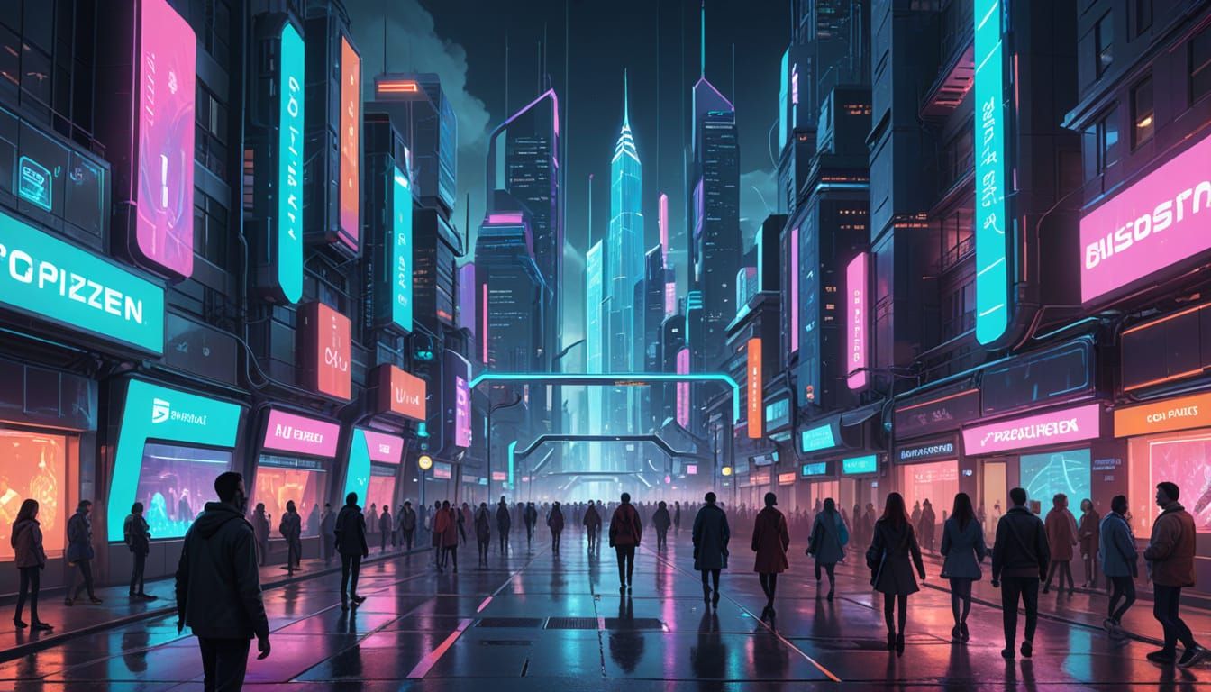 AI Guided Cityscape in Hopepunk Style