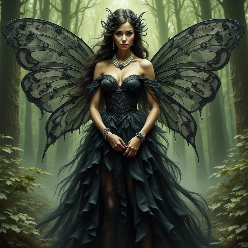 Elegant Fairy Godmother in Art Nouveau Style