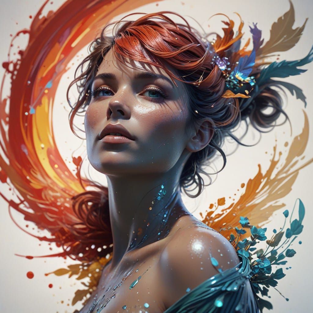 Elegant Woman in Dynamic Lighting