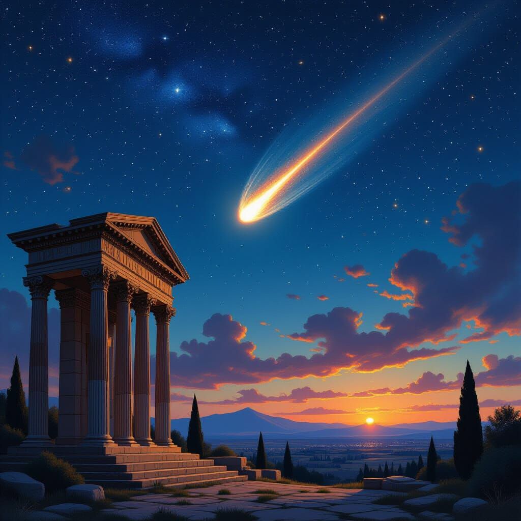 Caesar's Comet Over Rome: A Majestic Celestial Vision