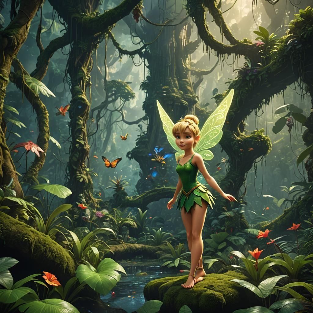 Tinkerbell in a Fantastical Rainforest