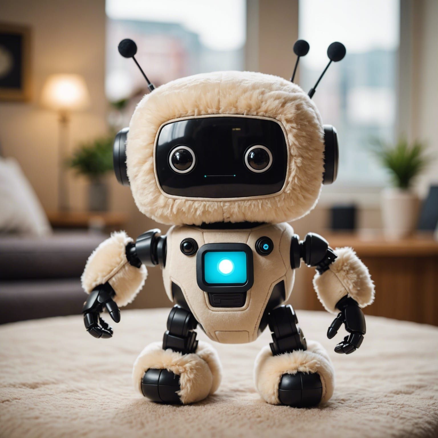 Cute Electronic Plushie Robot in Professional Photo
