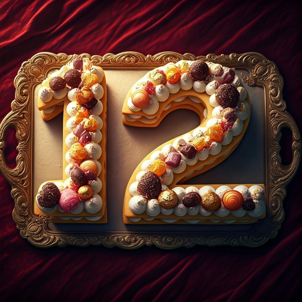 Majestic Golden Cake Masterpiece in 12-Shaped Pastry