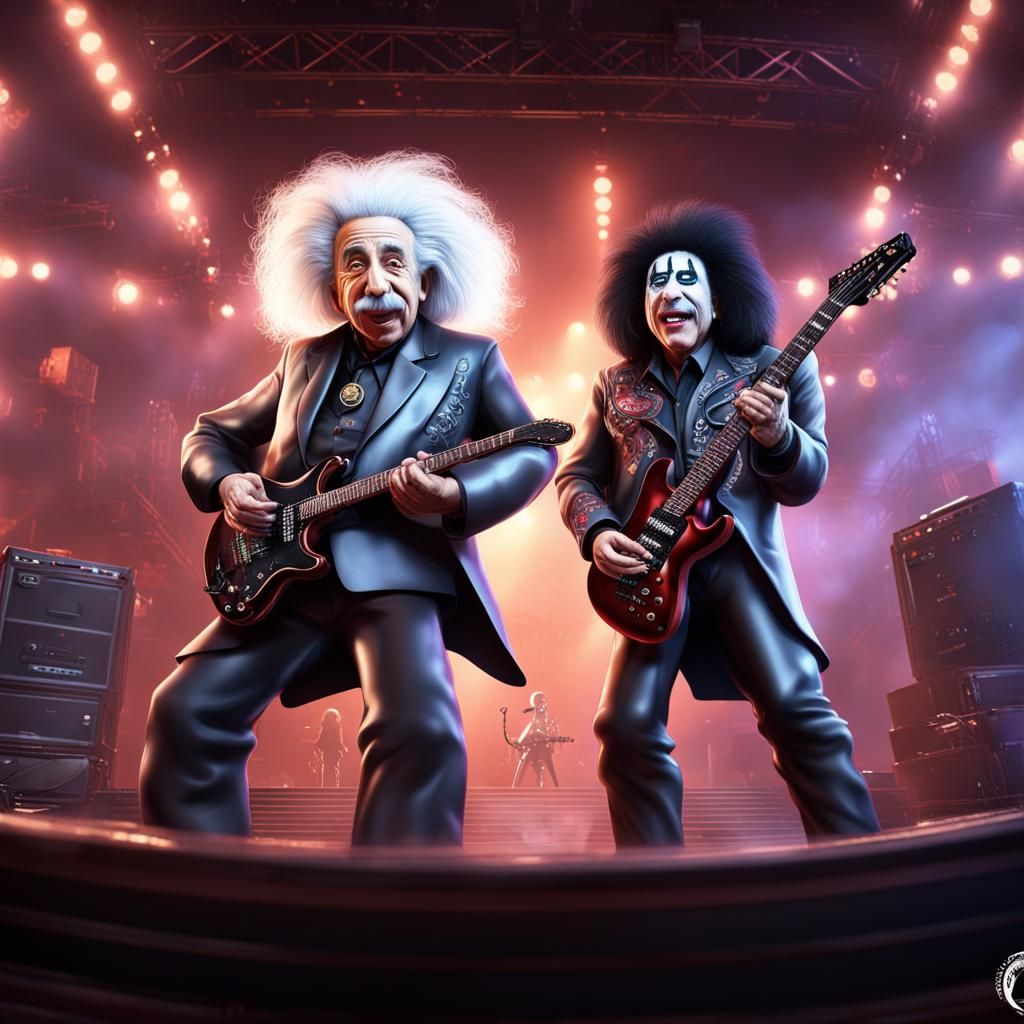 Einstein and Simmons Rock the Stage in Metal Outfits