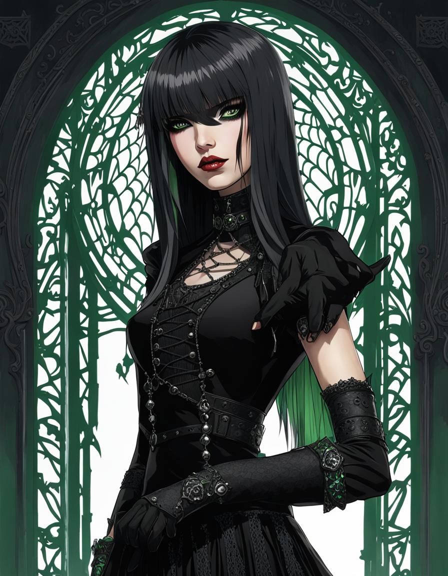 D&D Warlock Girl in Gothic Attire