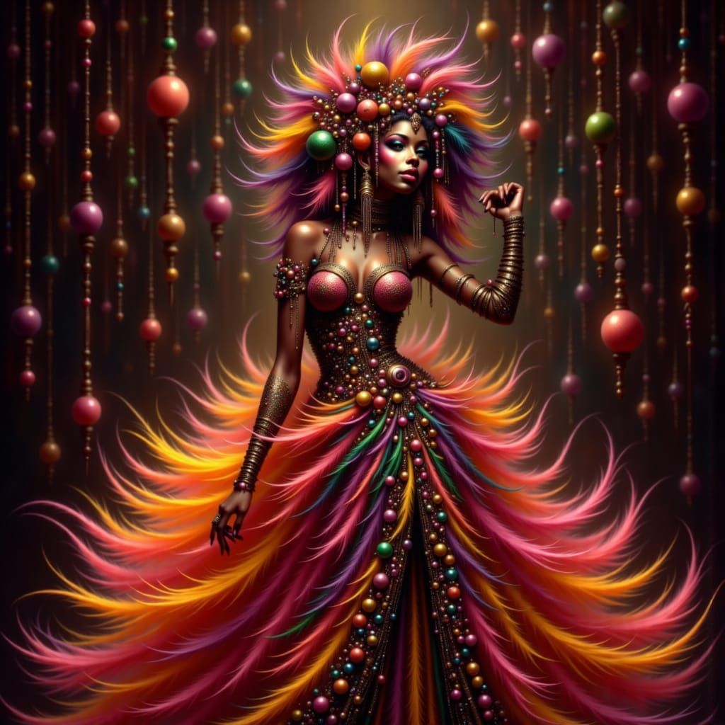 Josephine Baker Cabaret Dancer in Art Deco Style