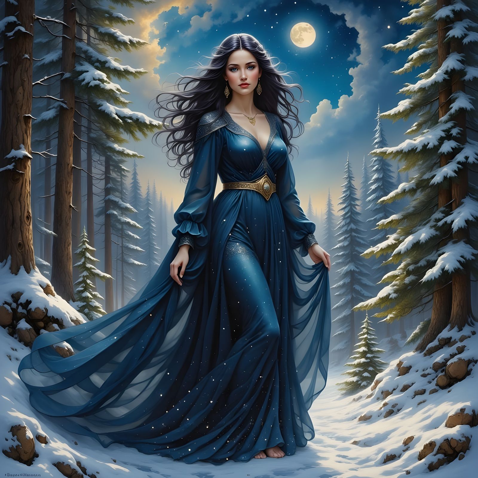 Norse Goddess Portrait in Ethereal Style