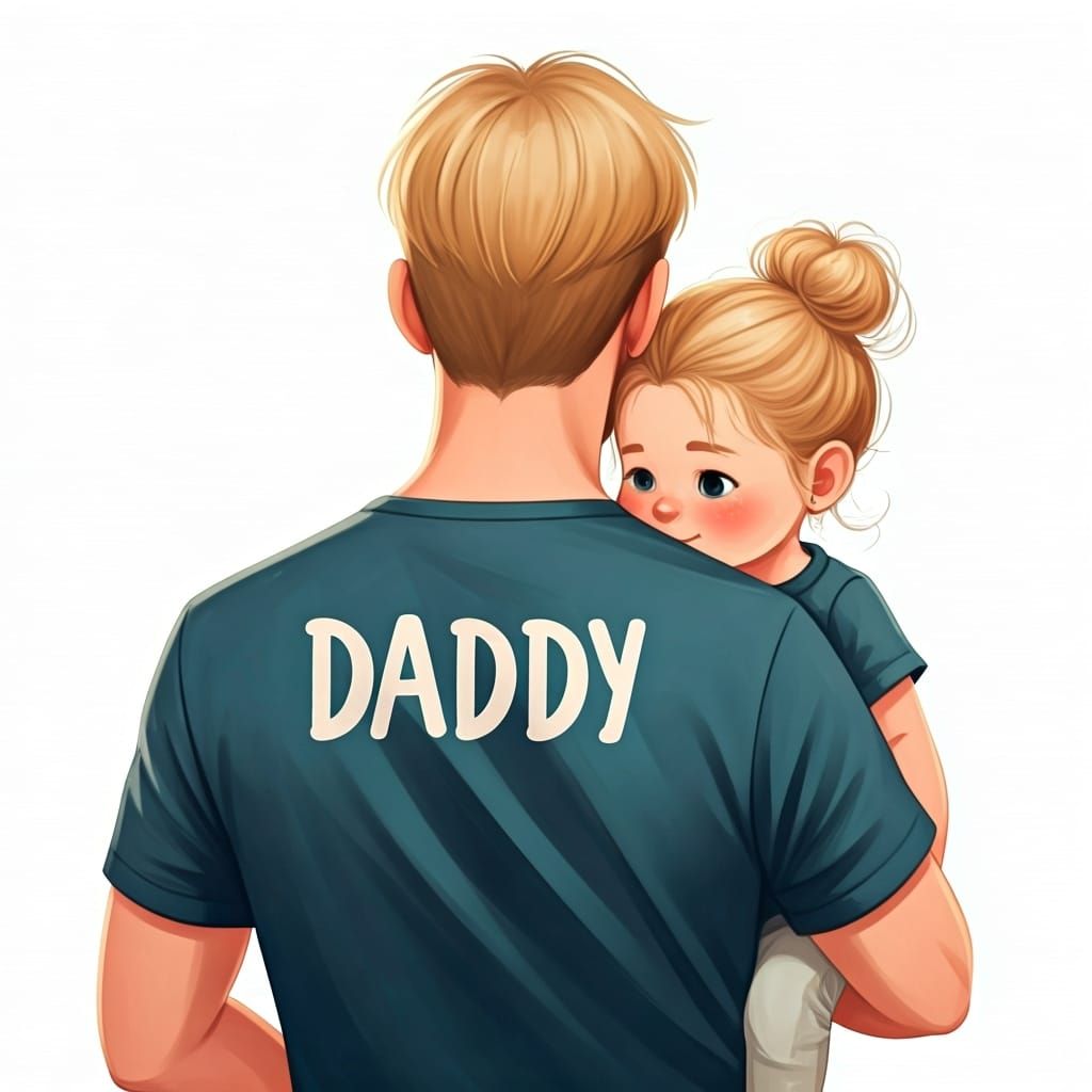 Heartwarming Father-Daughter Illustration in Whimsical Style