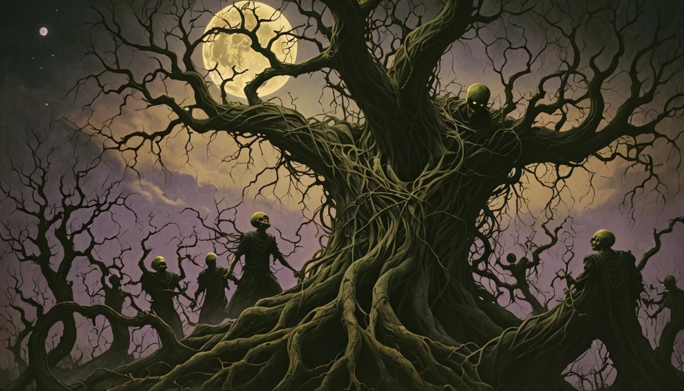 Melon Man Dancing: Dark Fantasy Gothic Illustration