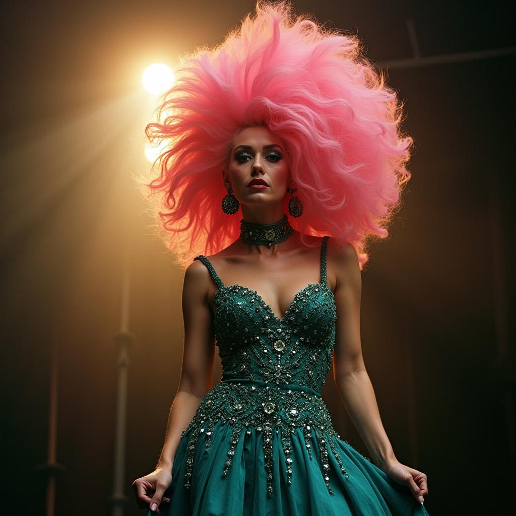 Queen with Pink Hair in Teal Gown