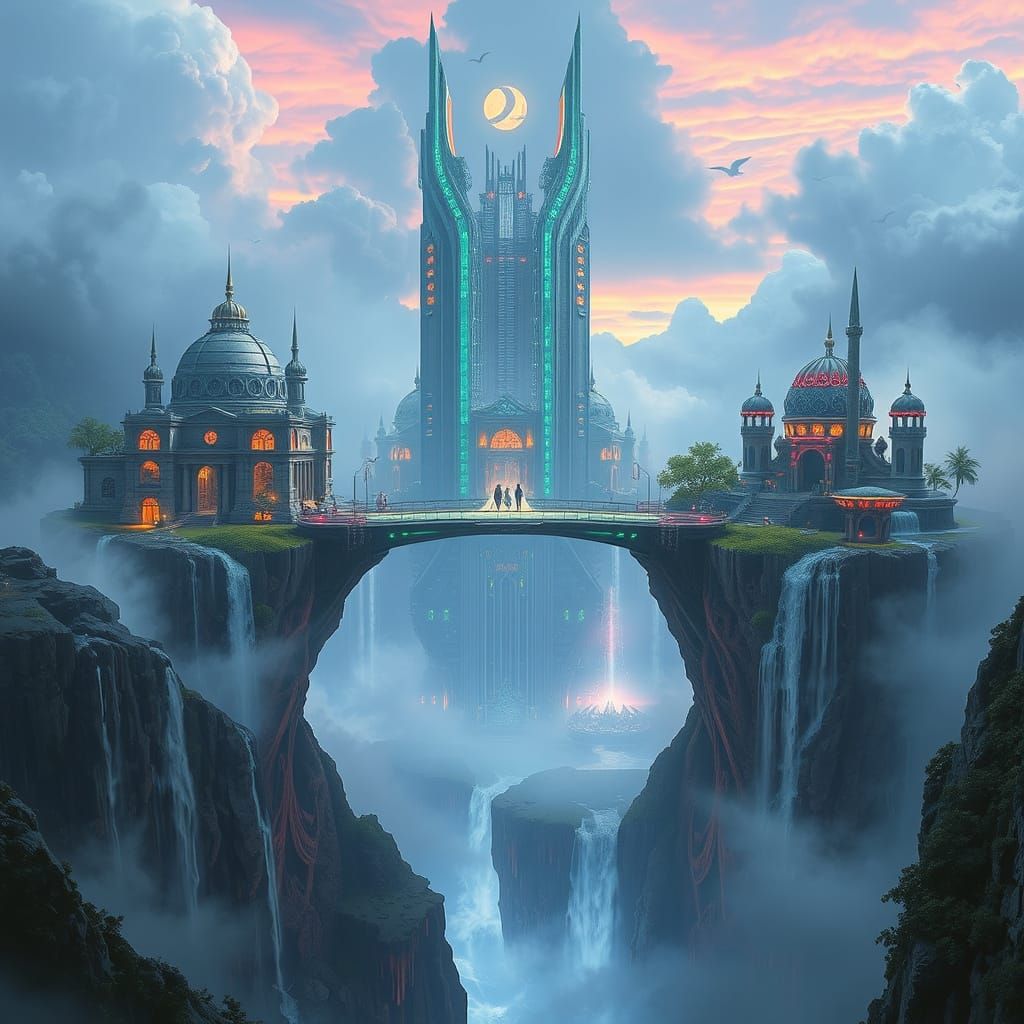 Ethereal Glass Bridge Connects Ancient Ruins to Futuristic S...