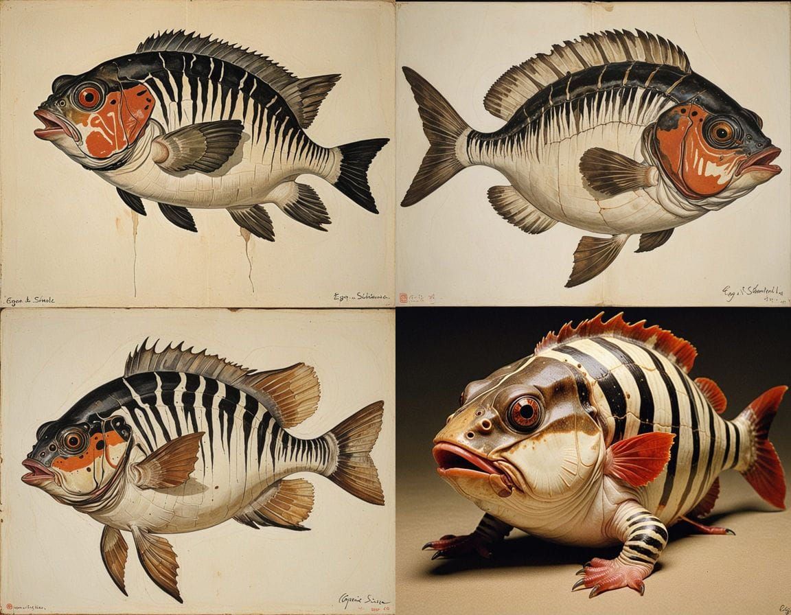 Grotesque Hybrid Creature in Expressionist Style