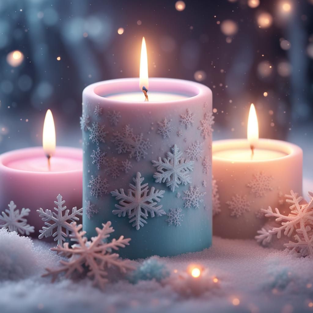 Pastel Winter Candle: Detailed Fantasy Concept Art