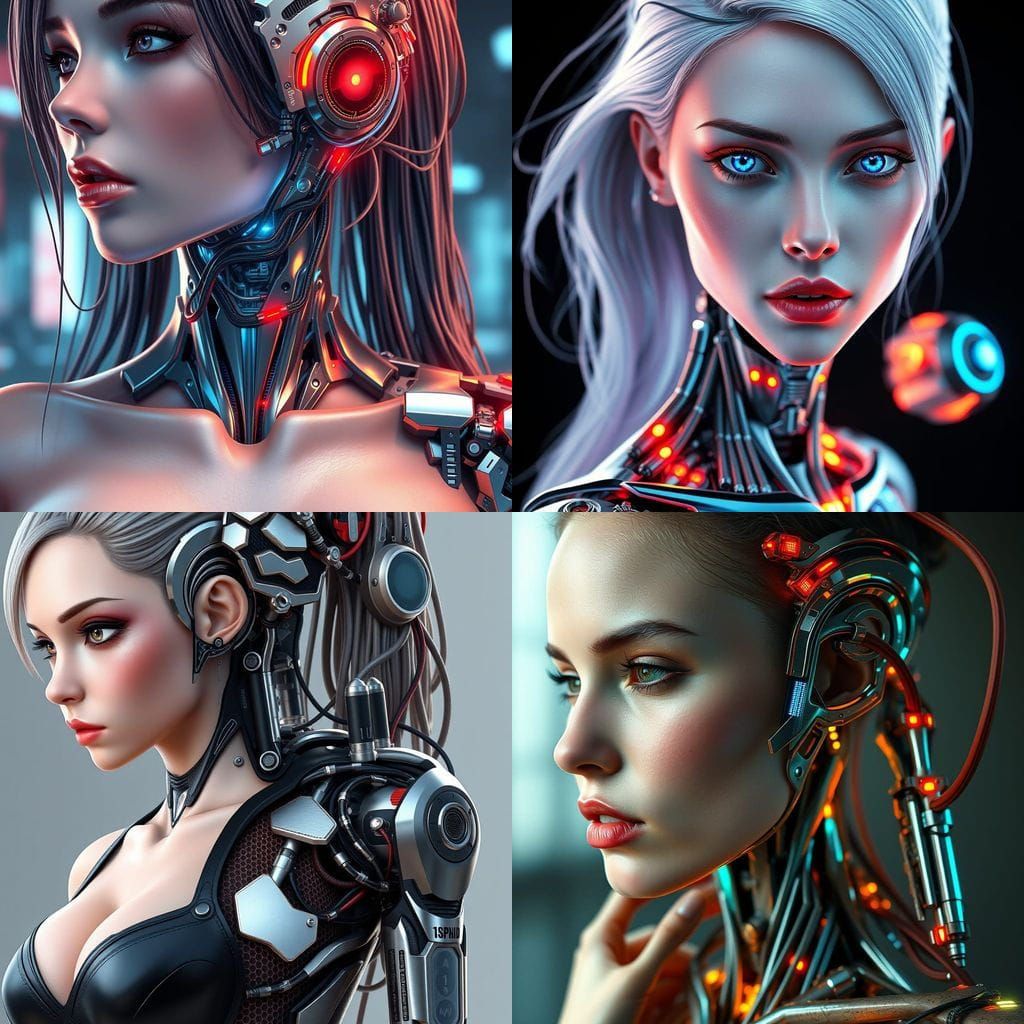 Android Goddess Blends Human and Cybernetic Beauty