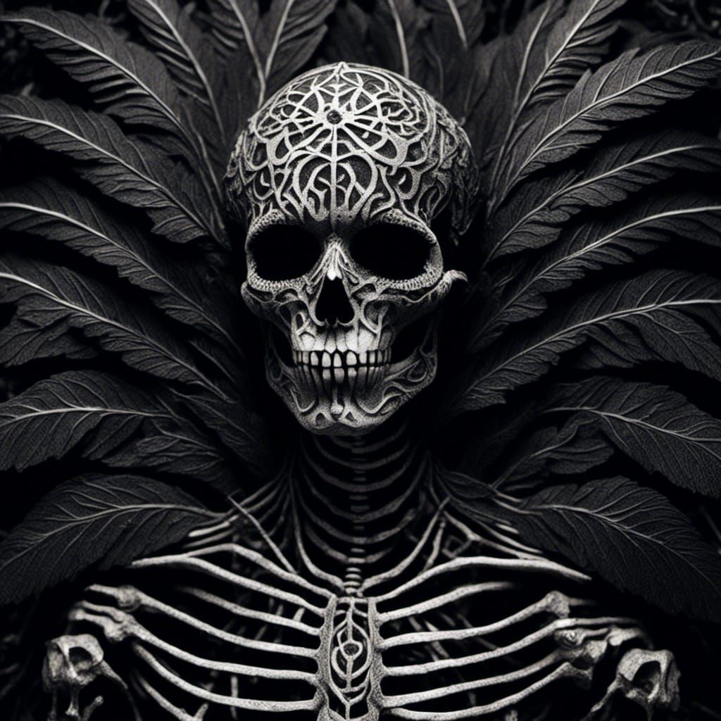 High Contrast Raven Skeleton Rayograph