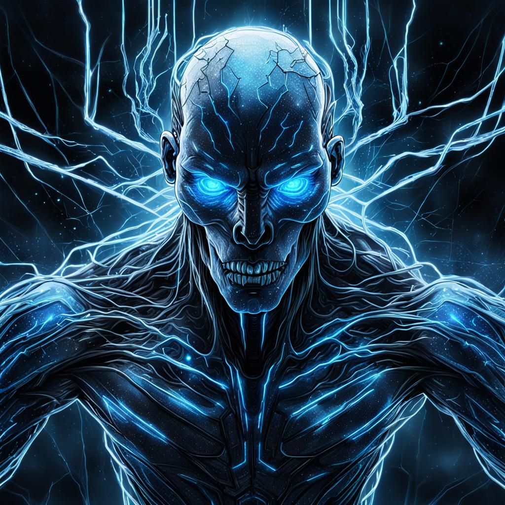 Neon Energy Wraith in Industrial Fantasy Style