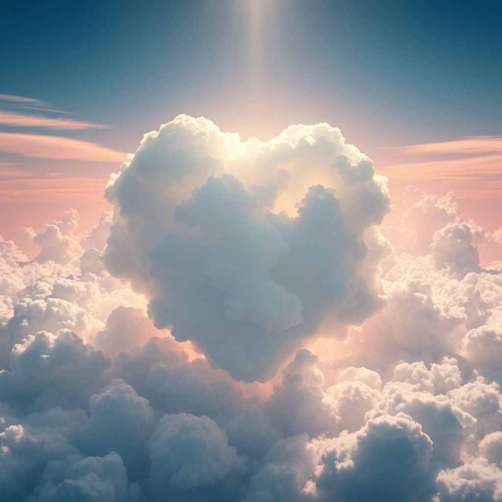 Heart-Shaped Clouds in Dreamlike Digital Art