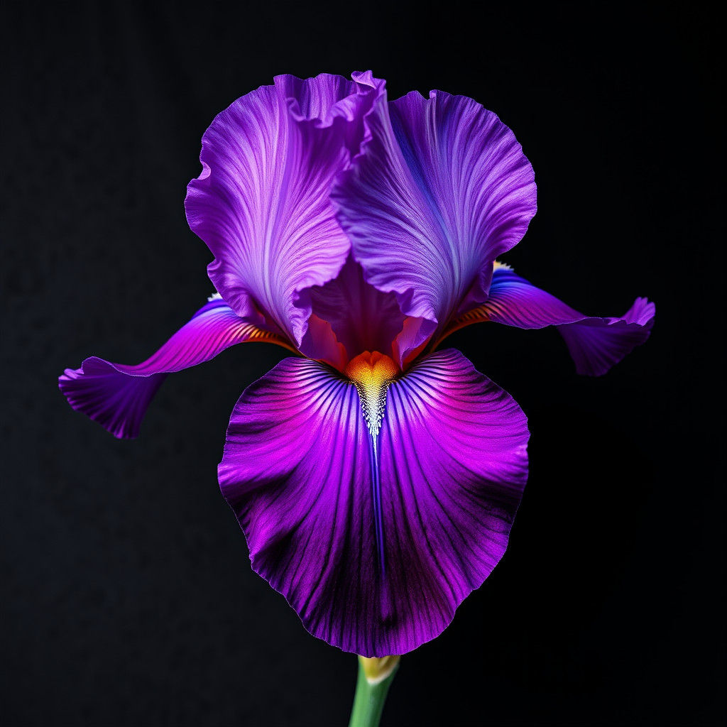 Iridescent Purple Iris on Black Velvet