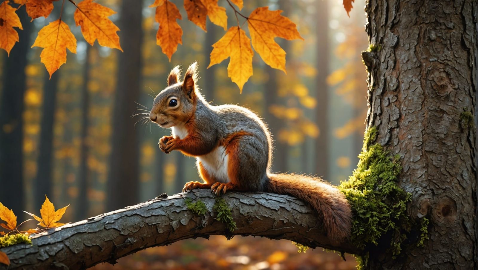 Squirrel in Autumn Forest: Detailed Fantasy Concept Art