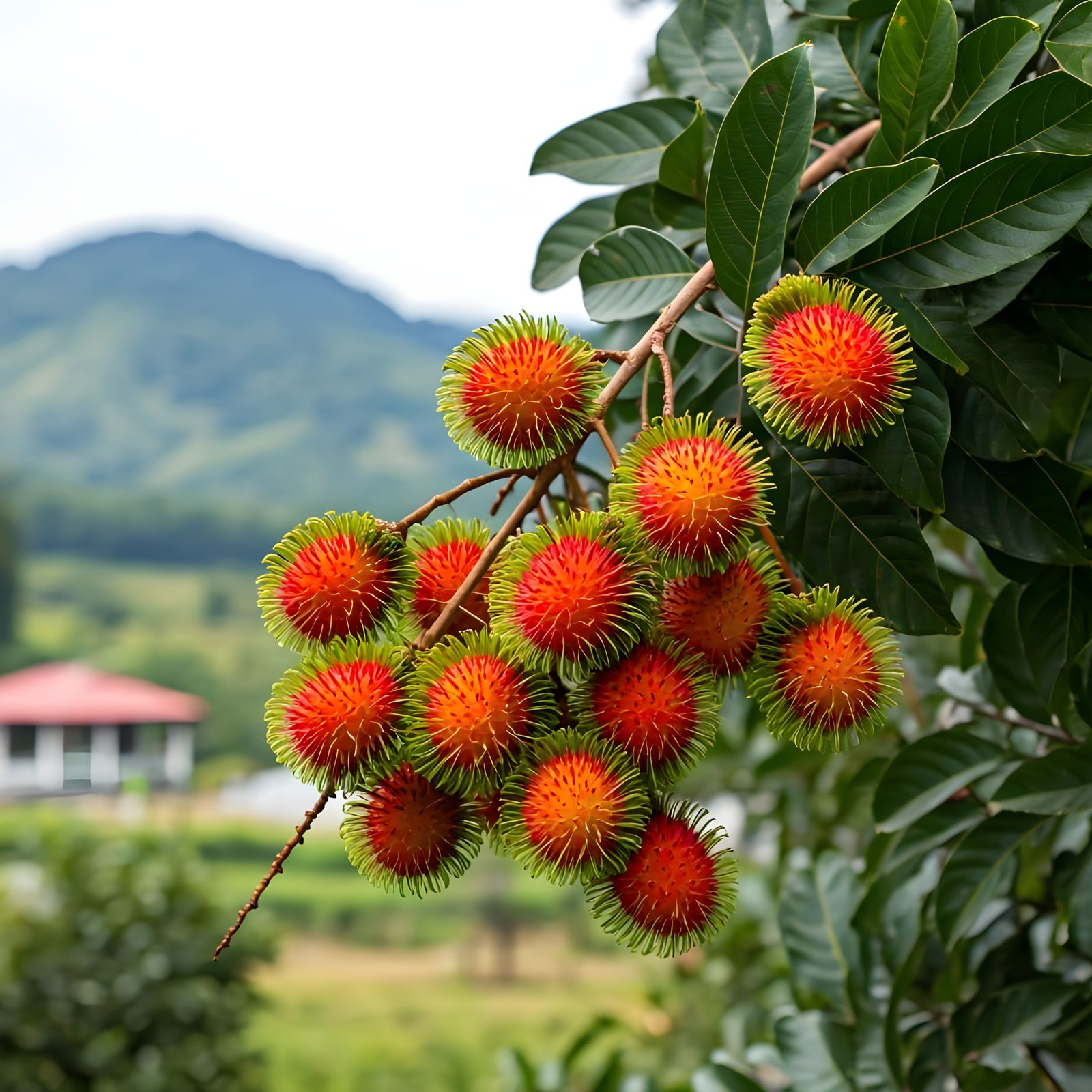 Rambutan Tree Laden With Fresh Fruit
