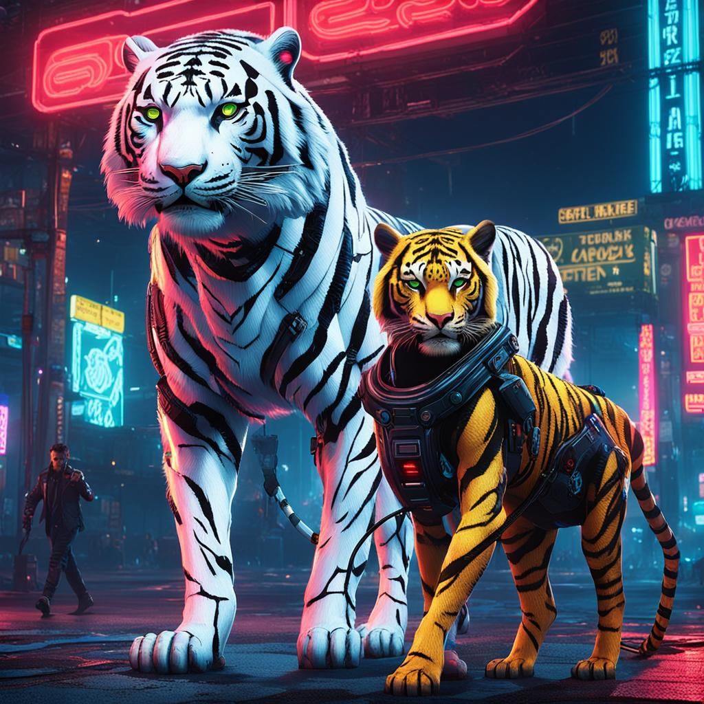 Cyberpunk Robot Tiger with Siegfried & Roy