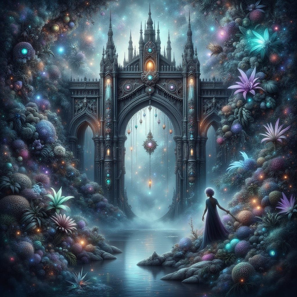 Majestic bridge with gothic carvings