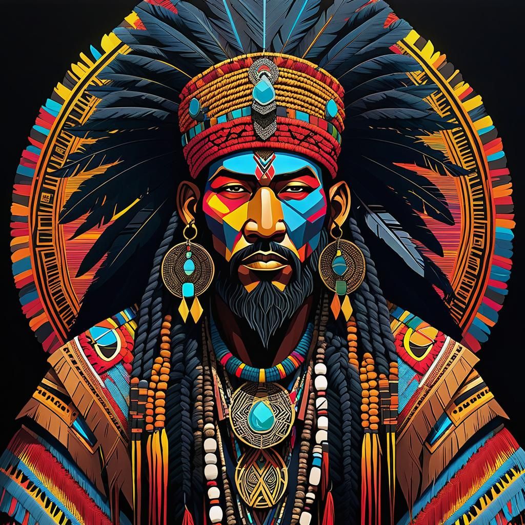 Shredding Tribe Shaman in Mixed Media