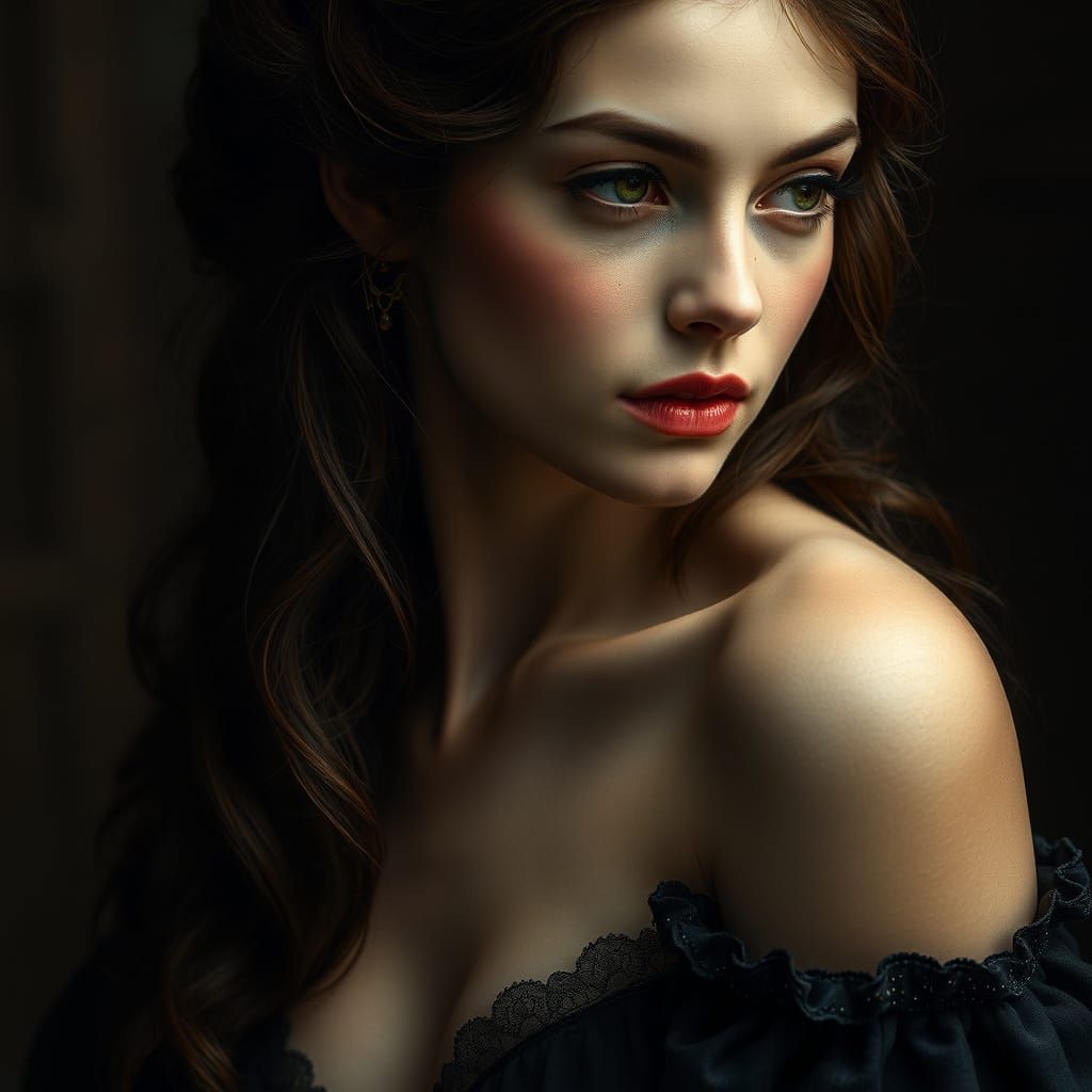 Gothic Victorian Woman Portrait in Klimt Style