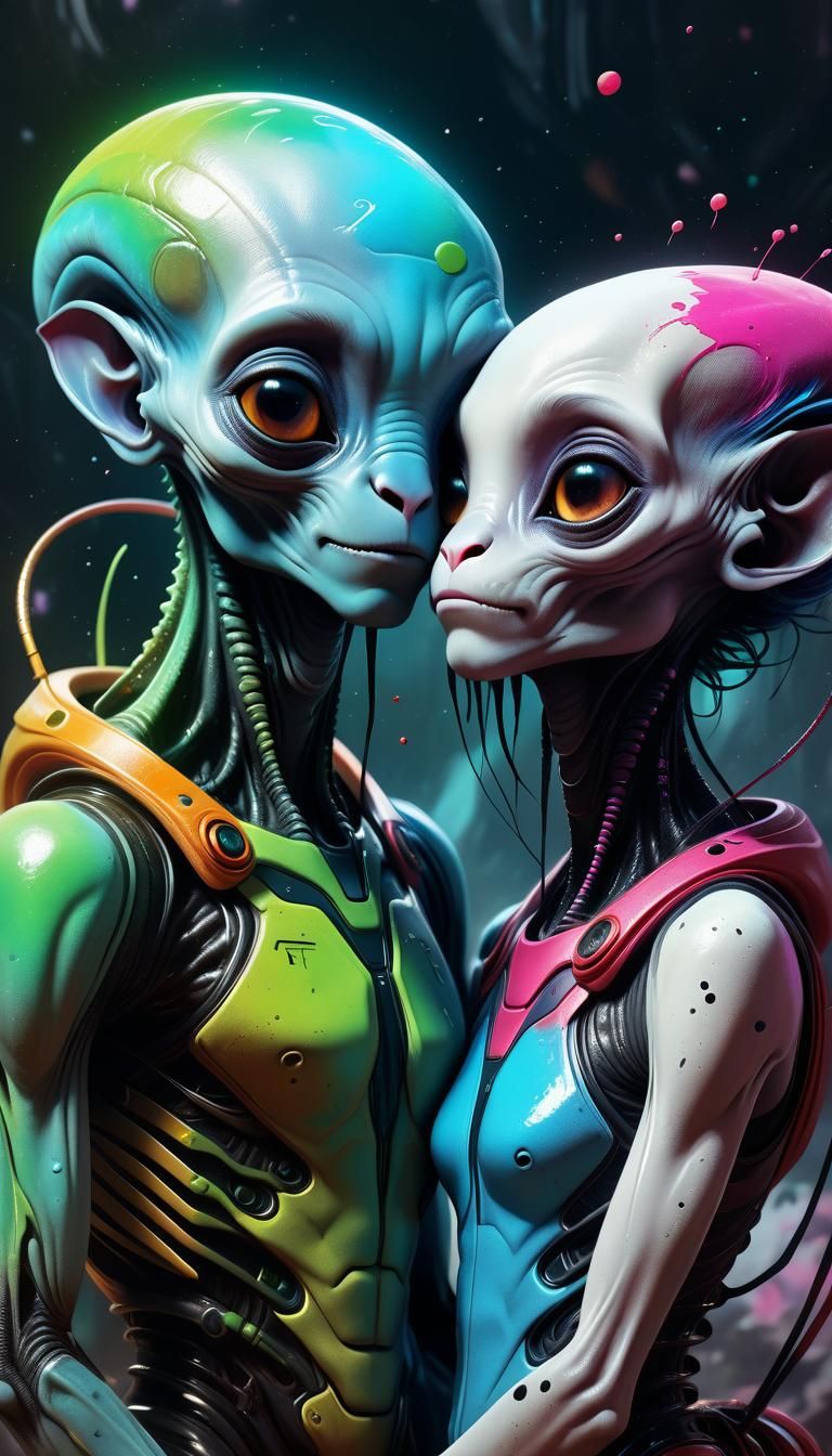 Adorable Alien Couple in Love
