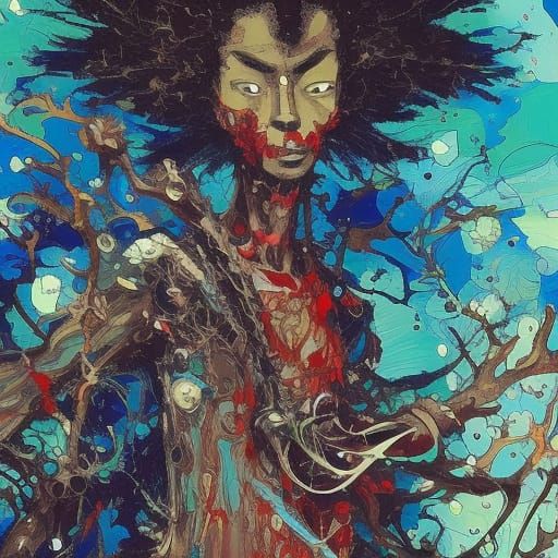 Alien Samurai Gangster in Maximalist Photoillustration