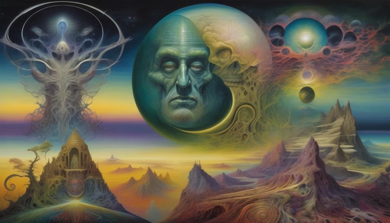 Mystical Surrealism: A Visionary Mixed Media Masterpiece