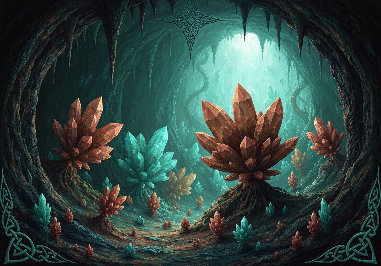 Surreal Bioluminescent Cavern in Thick Impasto Style