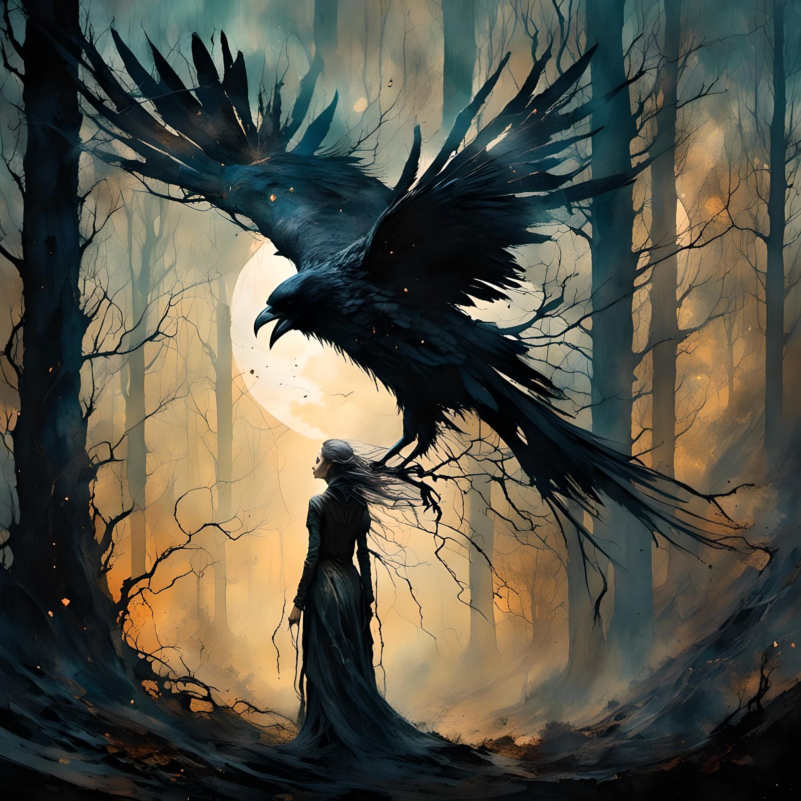 Forest Witch in Astral Illustration Style