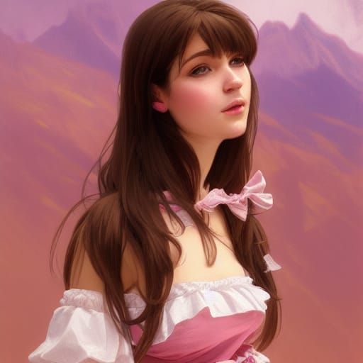 Bunny Girl Portrait in Frilly Dress, Hyperdetailed Art