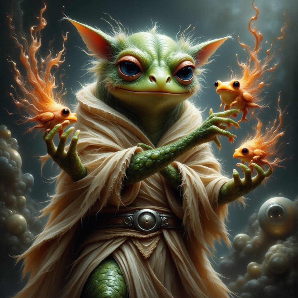 Grogu in Whimsical Wonderland: Ultra Cute Hyperrealistic Por...