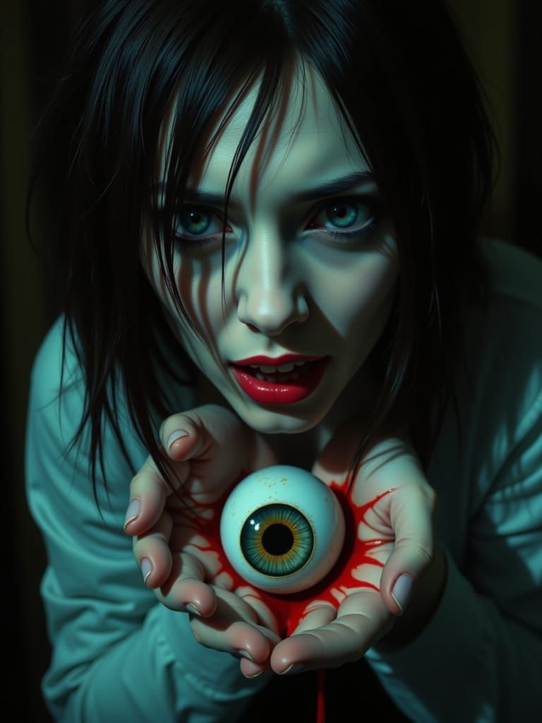 Disturbing Horrorcore Image of Woman Holding Her Eyes