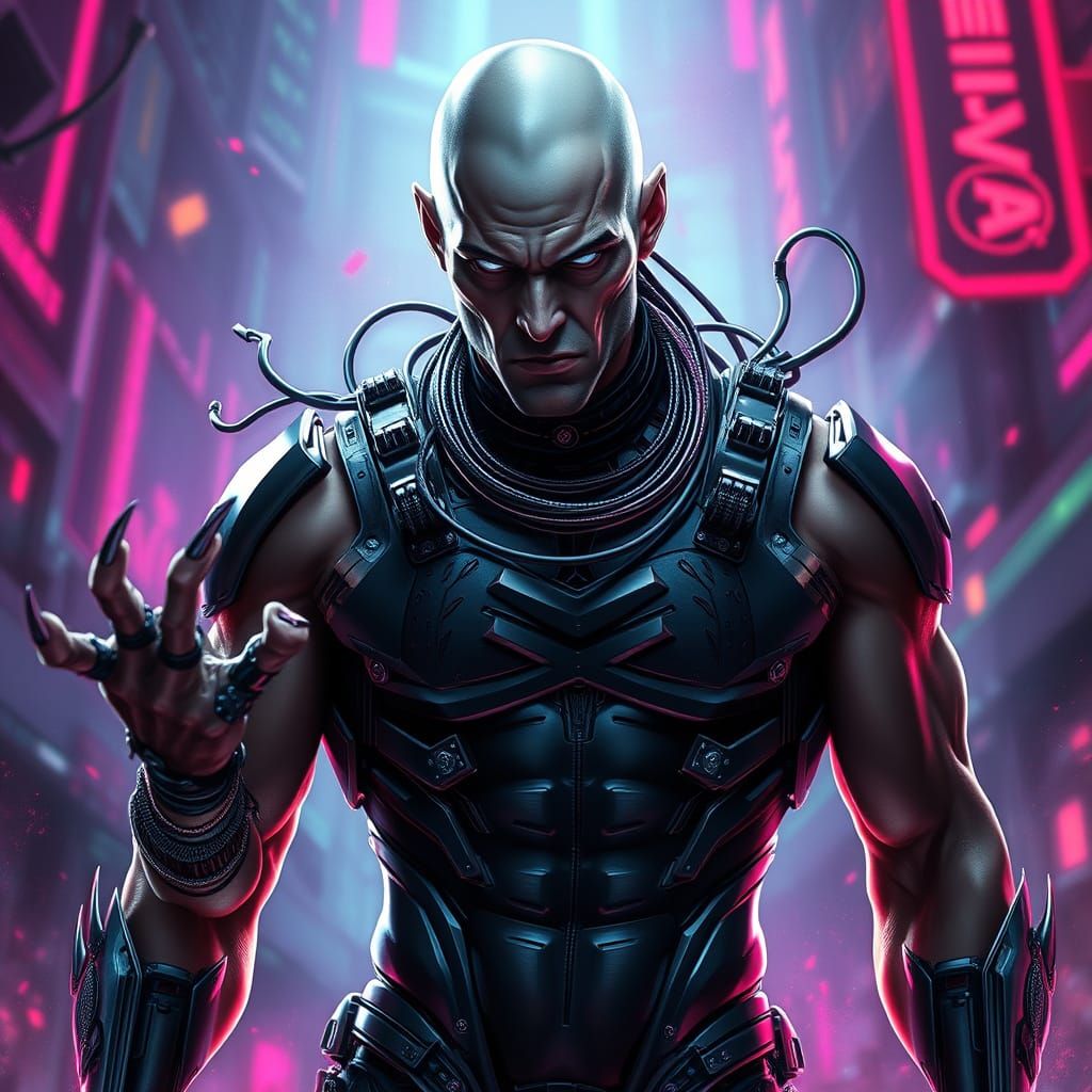 Cybernetic Cenobite: Dark, Imposing Figure with Fused Flesh ...