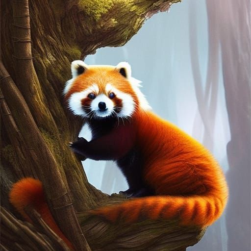 Cinematic Red Panda Digital Painting