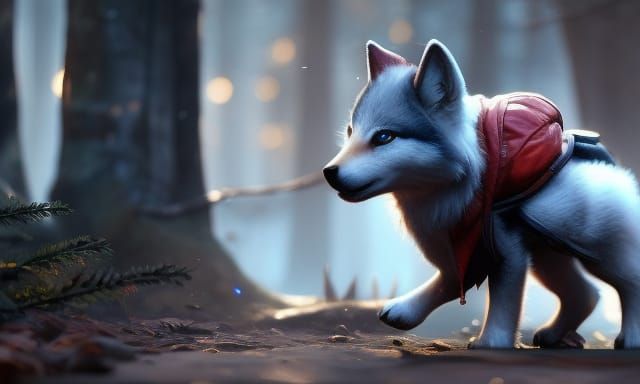 A cute baby wolf, winter, 8k resolution concept art by Greg Rutkowski dynamic lighting hyperdetailed intricately detail ...