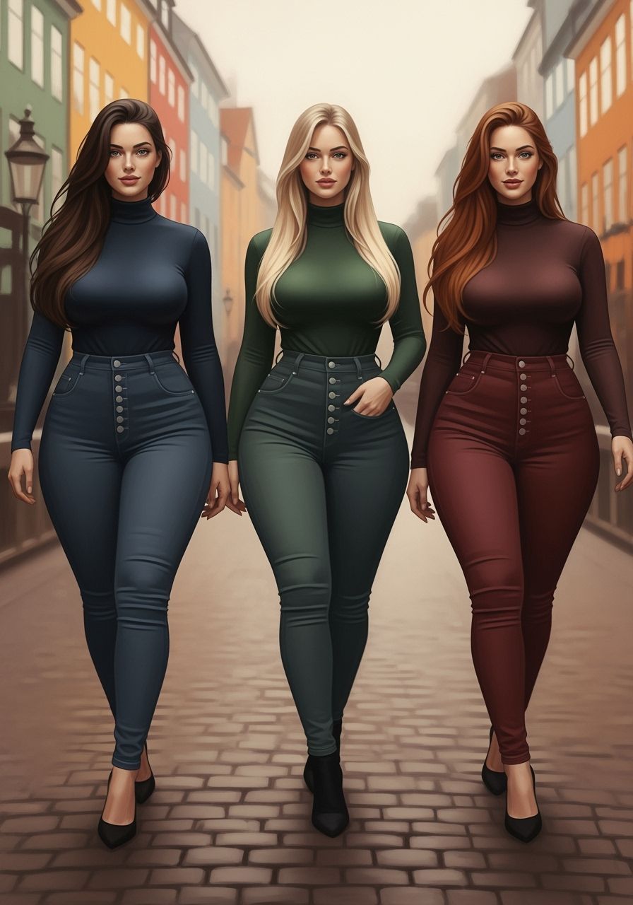 Dreamlike Painting of Curvy Women in Copenhagen
