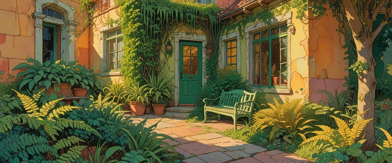 Quaint House in Comic Book Watercolor Style