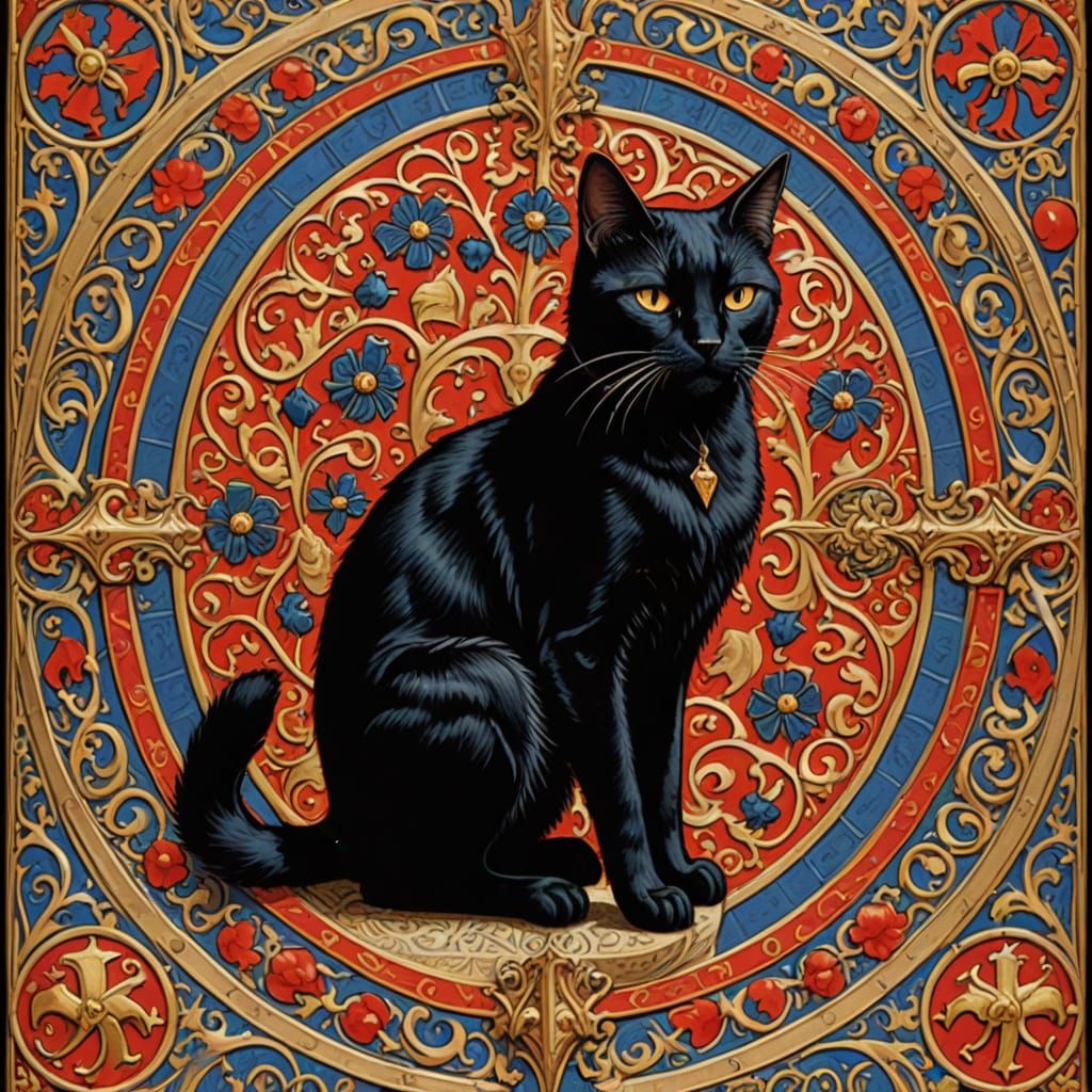 Medieval Feline Heraldry in Vibrant Colors