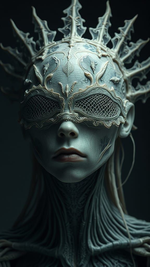 Mysterious, Ancient Being with Translucent Fins in Dark Baro...