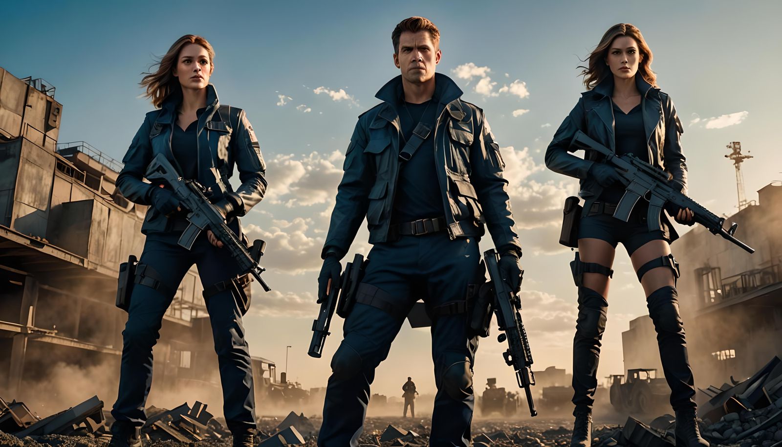 Secret Agents in Industrial Site, Digital Matte Painting