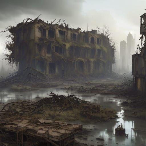 Dystopian Metropolis Reborn as Nature's Graveyard