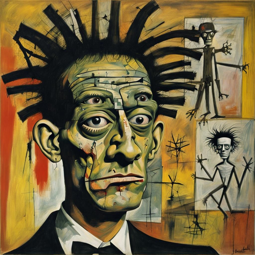 Abstract Frankenstein in Cubist Style