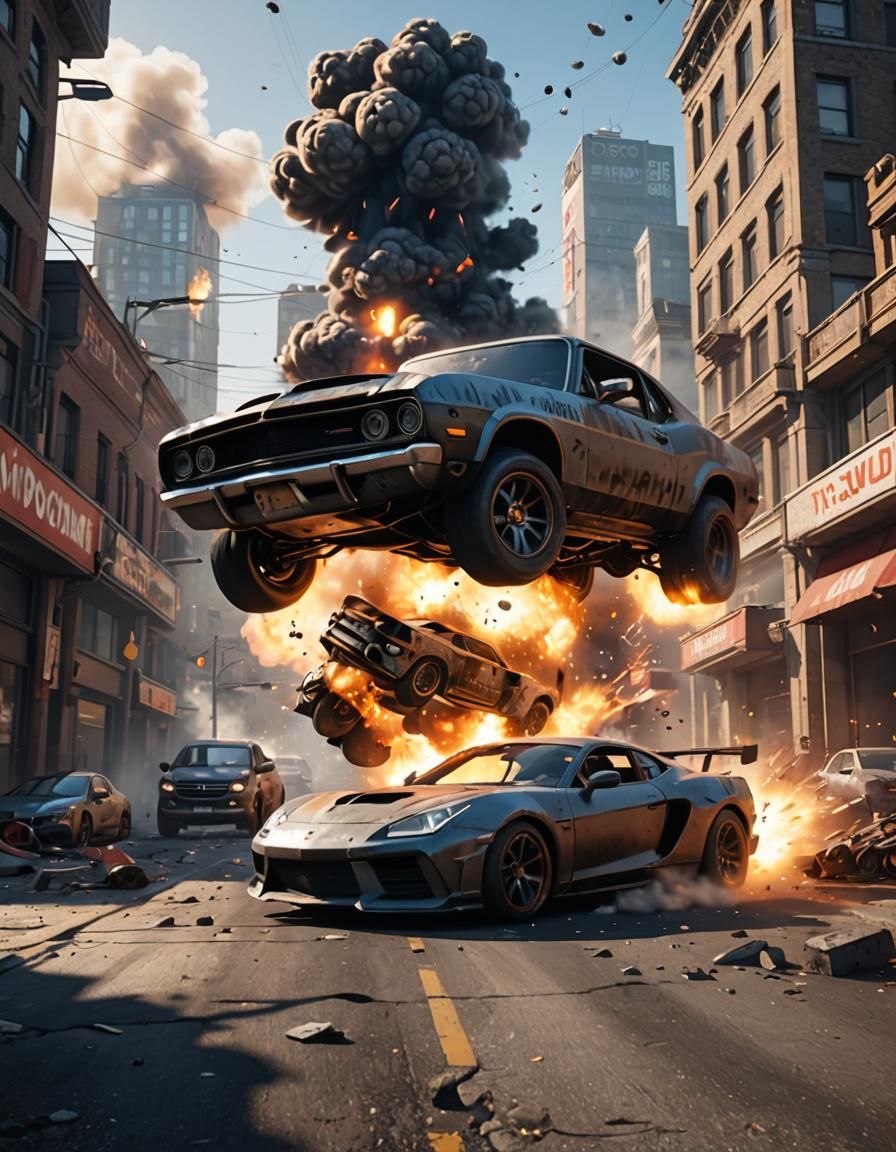 Explosive Car Chase: Video Game Cover Art