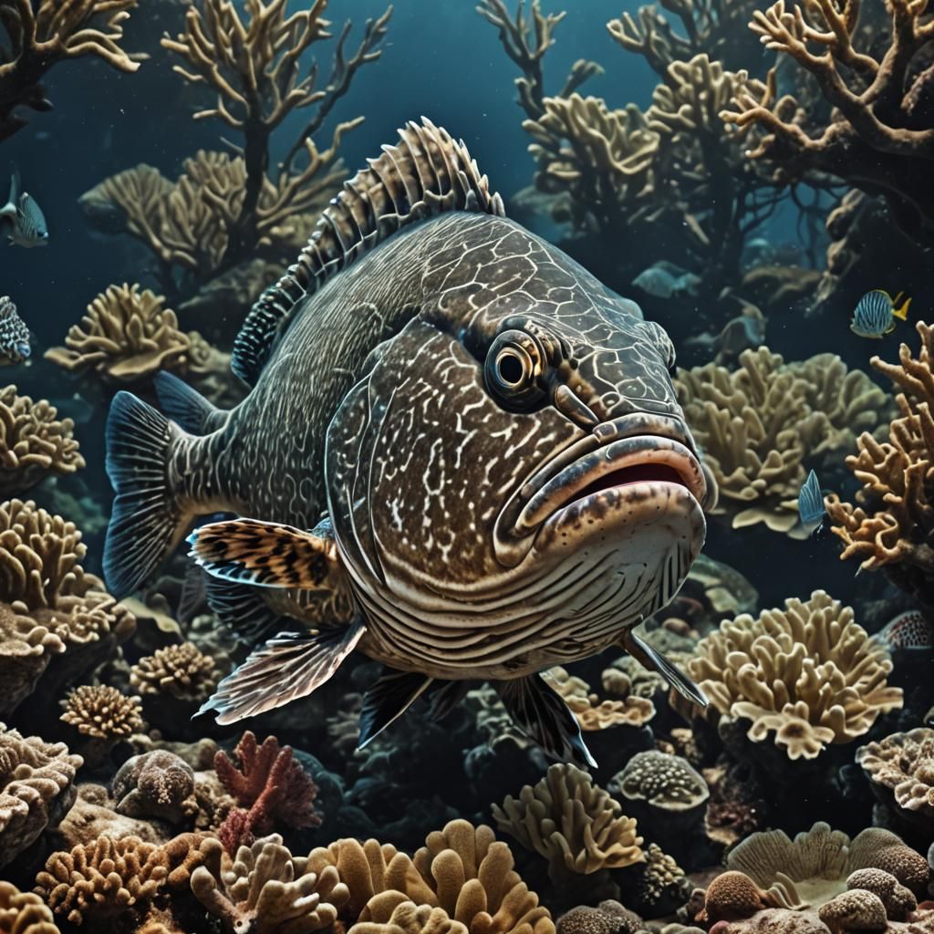 Hyperrealistic Grouper with Intricate Details