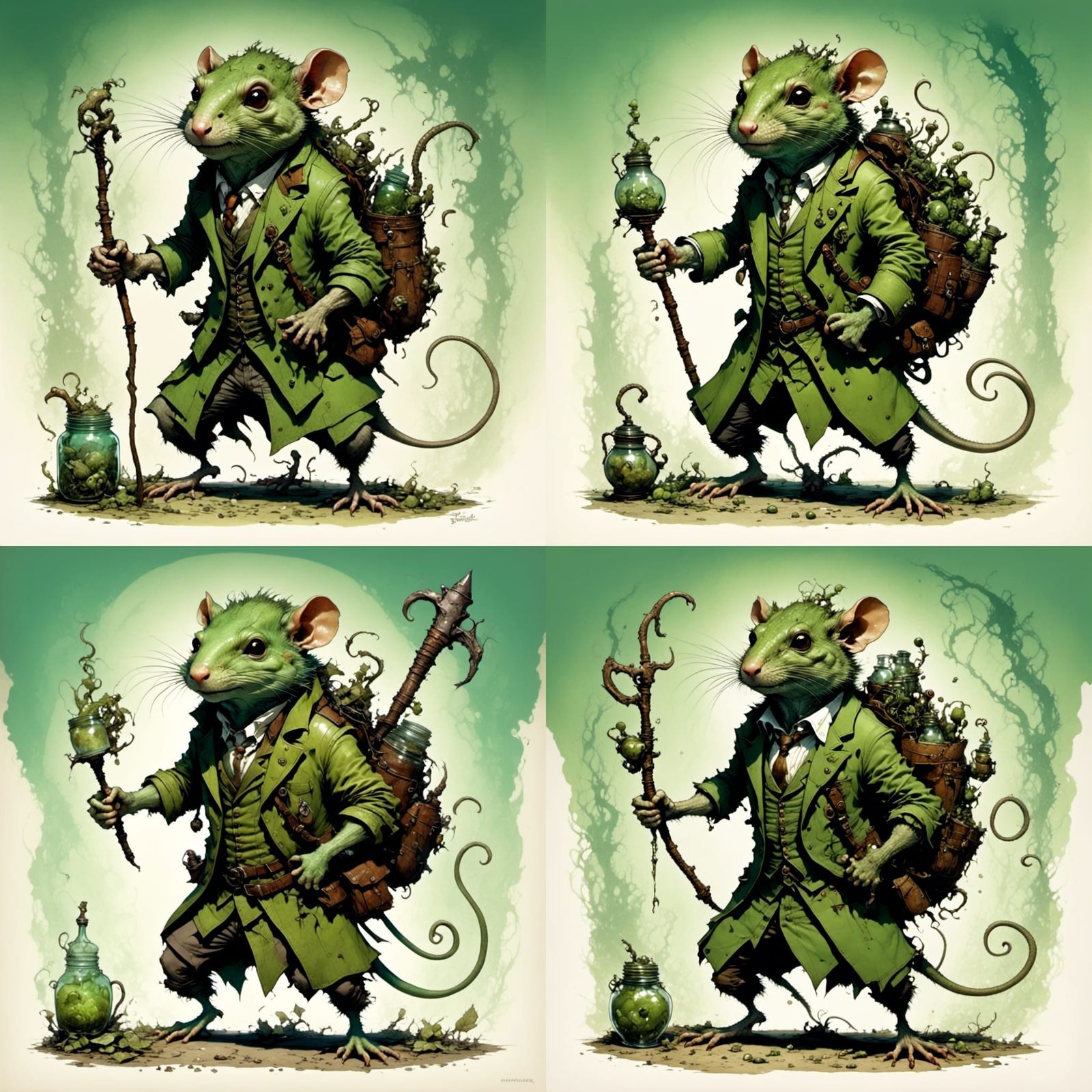 Mutant Rat-Man Miner Fantasy Illustration