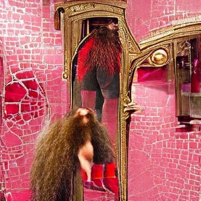 Wizard Admiring Boots in Mirror